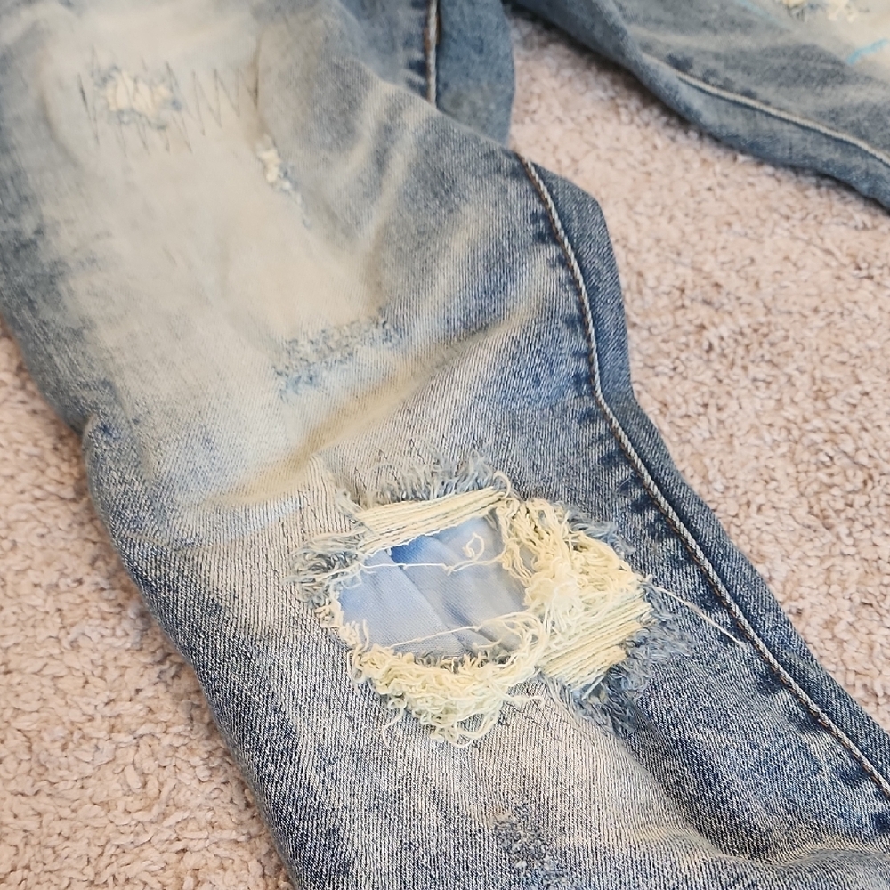 THRT Denim - Blue Skinny Jeans with Distressed Details - 30" Waist - Picture 4 of 13